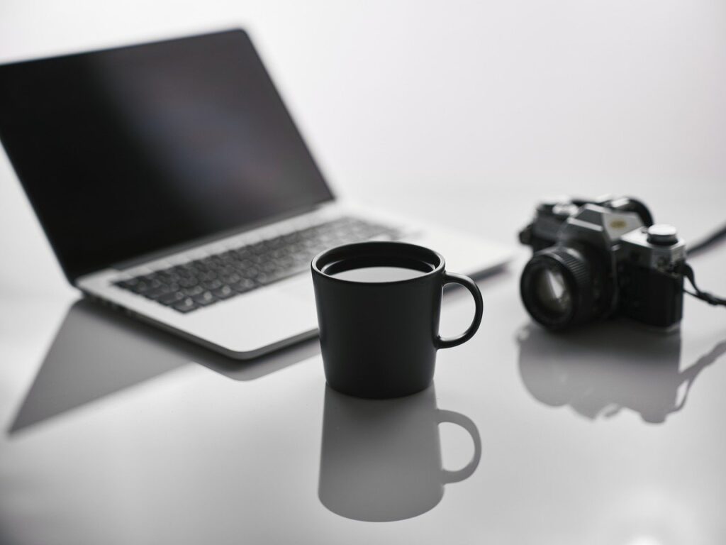 Mug, Laptop, Camera