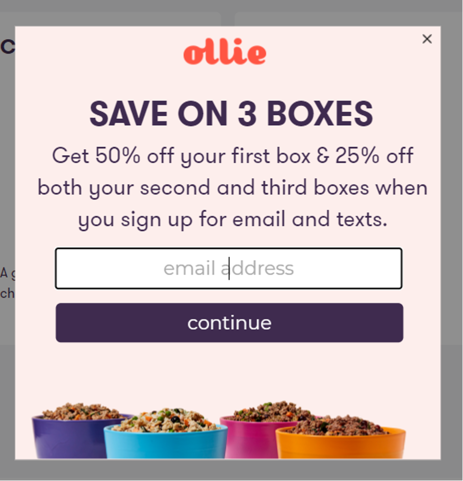 Get 50% off your first box and 25% off both your second and third boxes when you sign up for email and texts.