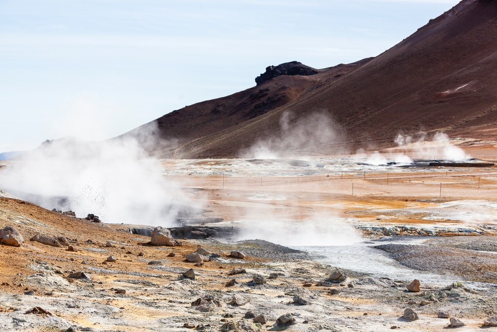 Myvatn Geothermal Area: Smoke coming out of the land photo