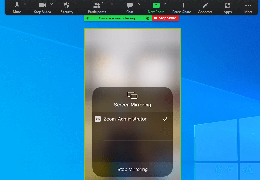 Share iPhone screen on Zoom desktop client