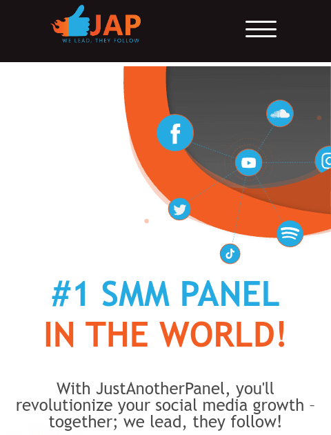 Just Another Panel (JAP) #1 SMM Panel in the World! With JustAnotherPanel, you will revolutionize your social media growth.