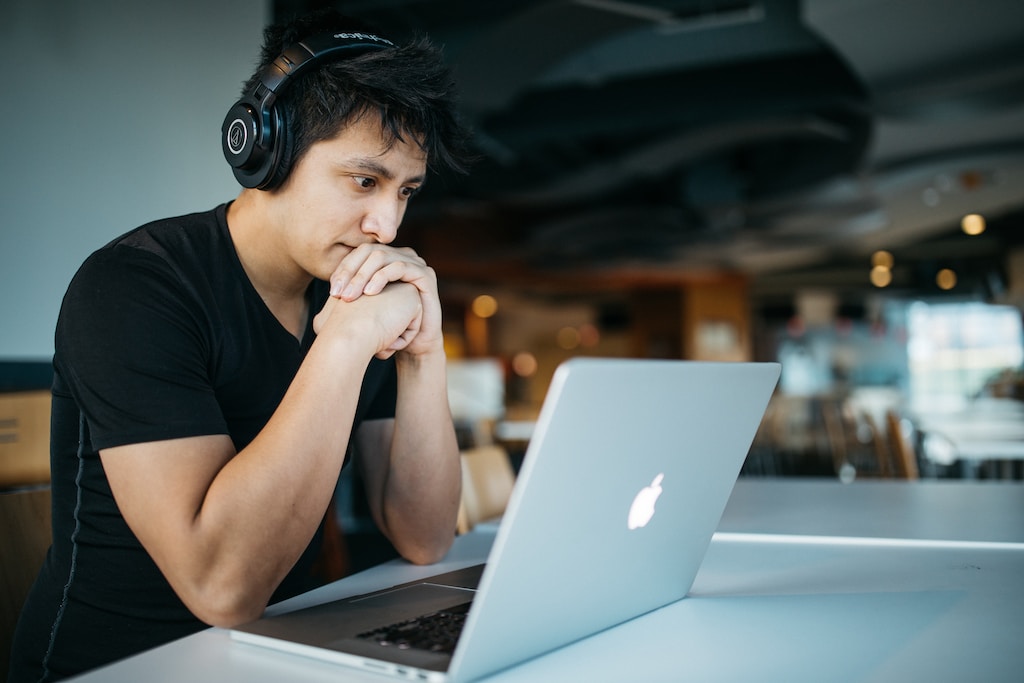 Man E-Learning with a Laptop