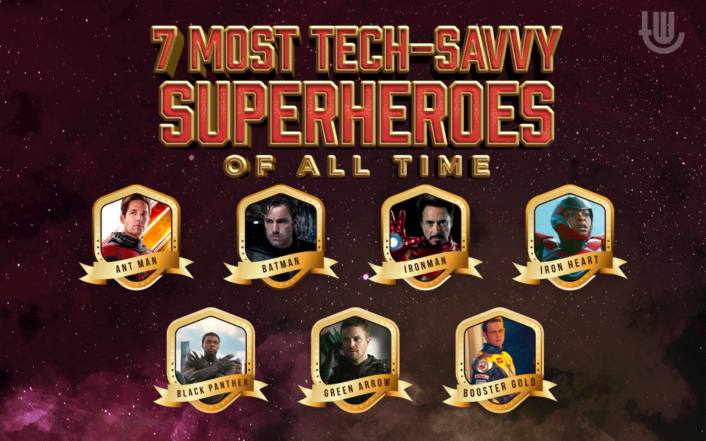 7 Most Tech-Savvy Superheroes of All Time: IronHeart, Batman, Iron Man, Black Panther, Ant-Man, Green Arrow, Booster Gold