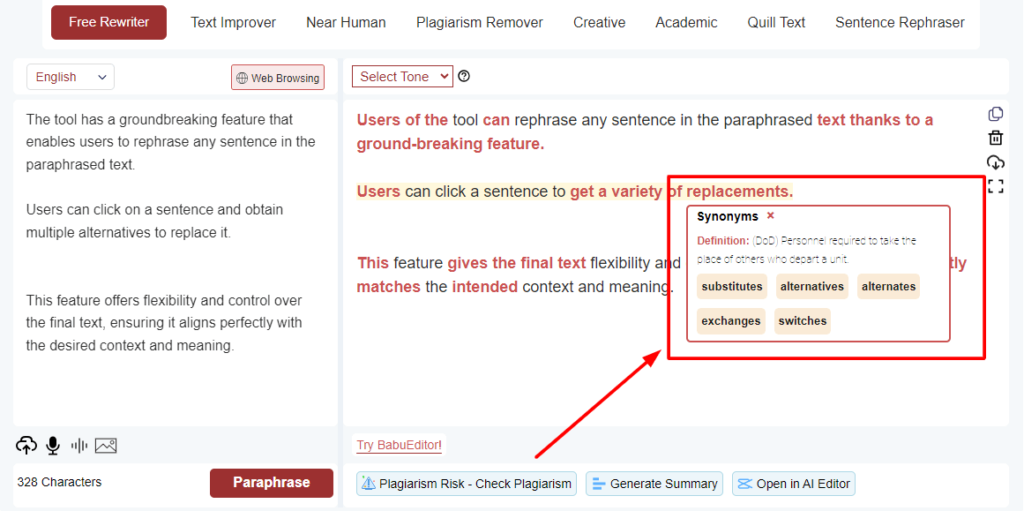 rephrase sentences