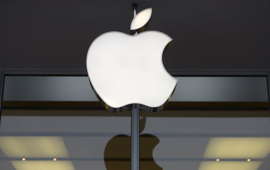 The Apple logo on an Apple store