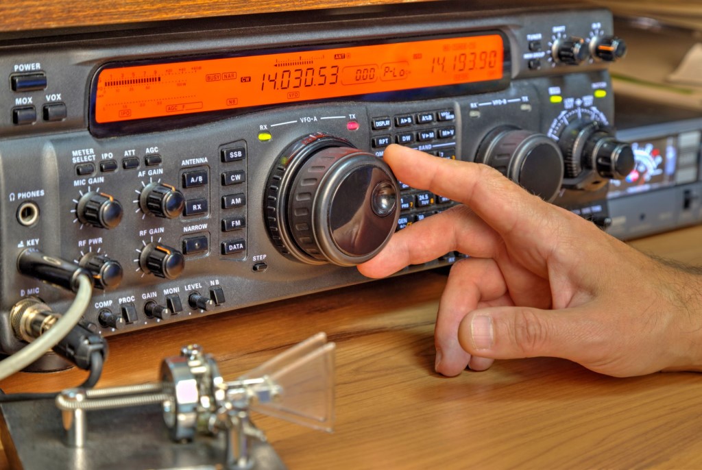 Modern high frequency radio amateur transceiver, Ham radio equipment.