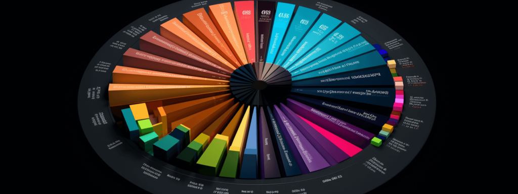 A 3D example of a pie chart with multi-colored slices