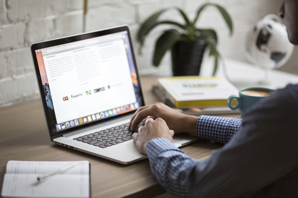 Businessman using laptop