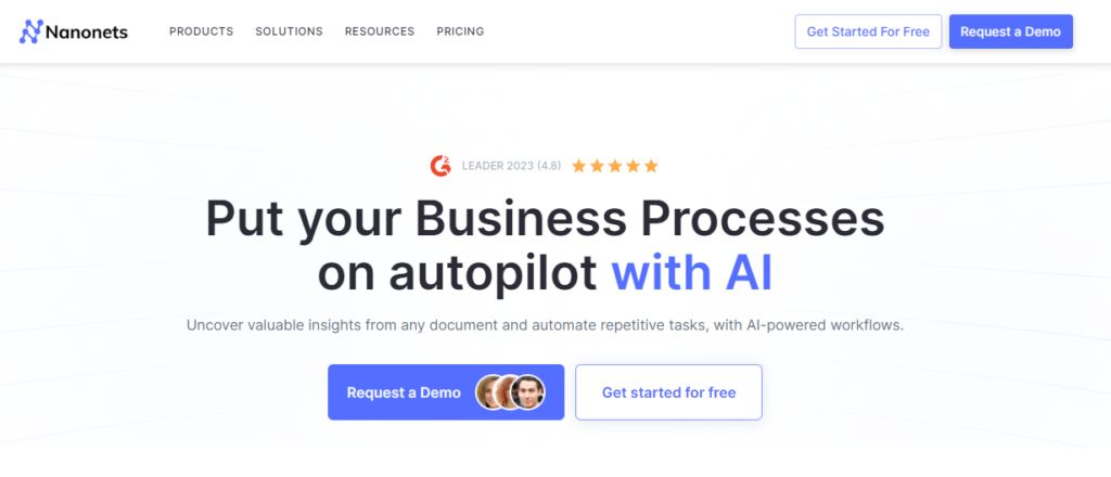 Nanonets: Put your Business Processes on Autopilot with AI. Uncover valuable insights from any document and automate repetitive tasks, with AI-powered workflows.