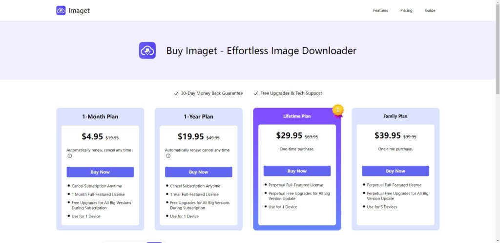 Buy Imaget - Effortless Image Downloader - Pricing Plans