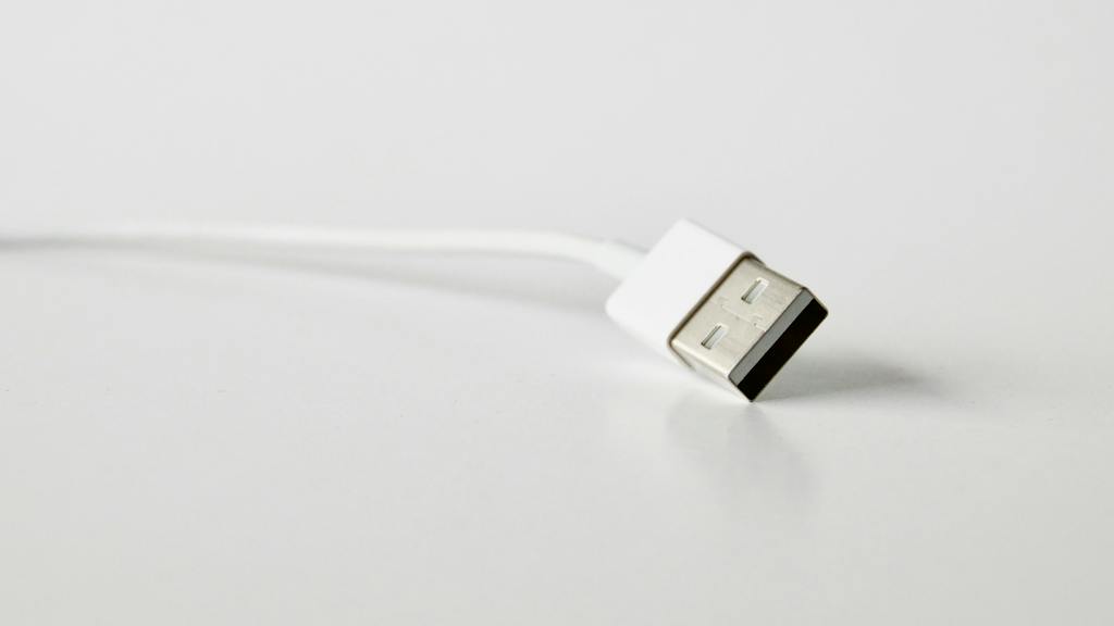 Close up photo of white USB cable