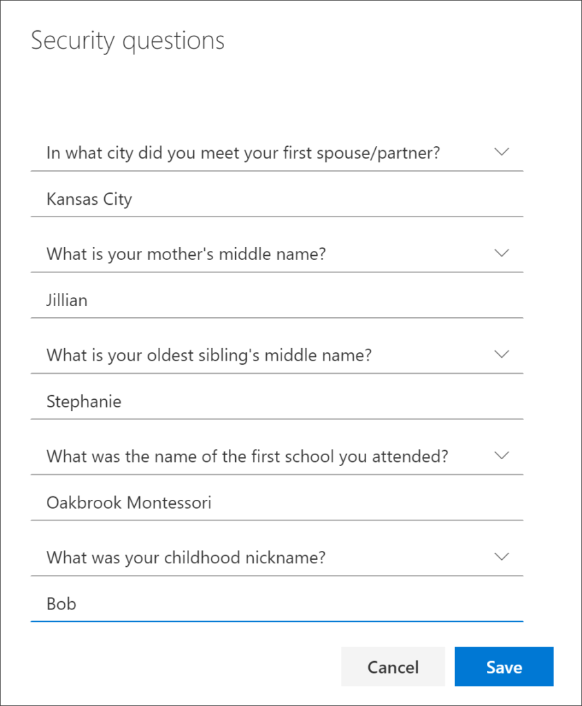 Security question for password reset.