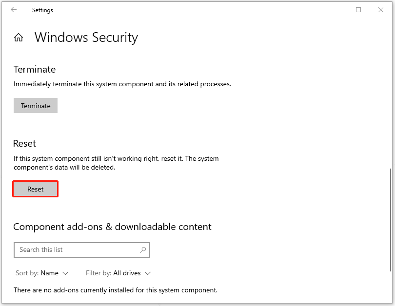 Windows Security Reset