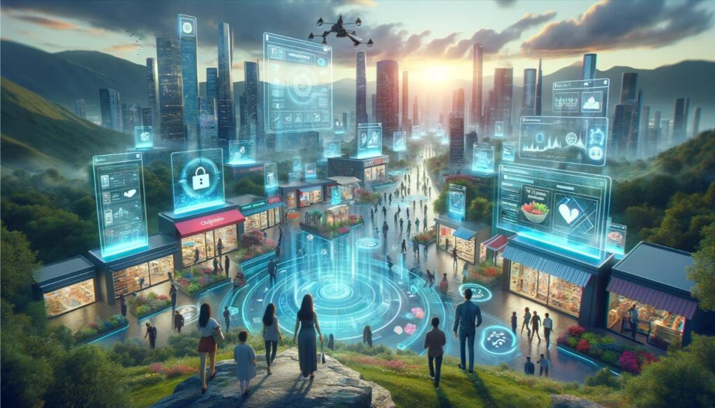 Image showing the future of micro-moments marketing, showcasing a world where augmented and virtual reality technologies enhance consumer interactions, making shopping even more integrated and immersive.