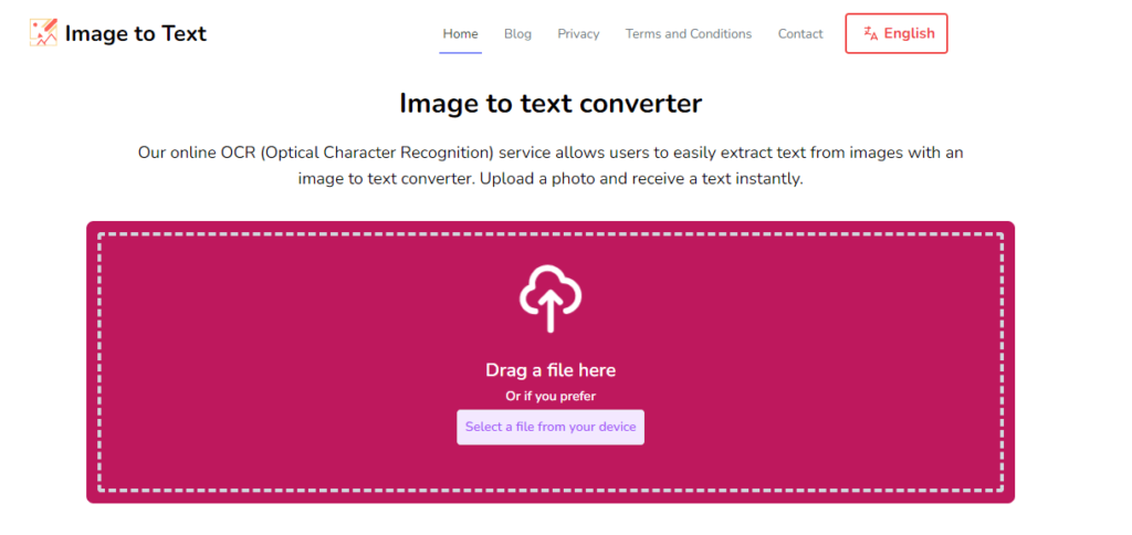 Image to Text Converter. Online OCR (Optical Character Recognition) service allows users to easily extract text from images with an image to text converter. Upload a photo and receive a text instantly.