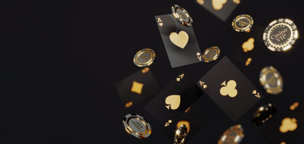 Luxury casino golden chips and cards photo