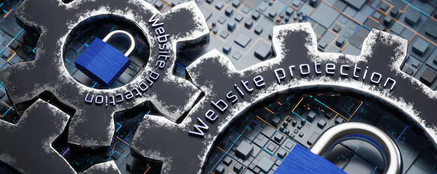 data protection, website protection inscription metal gear 3D render