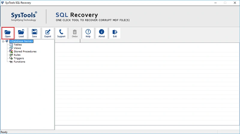 SysTools SQL Recovery - Open Database