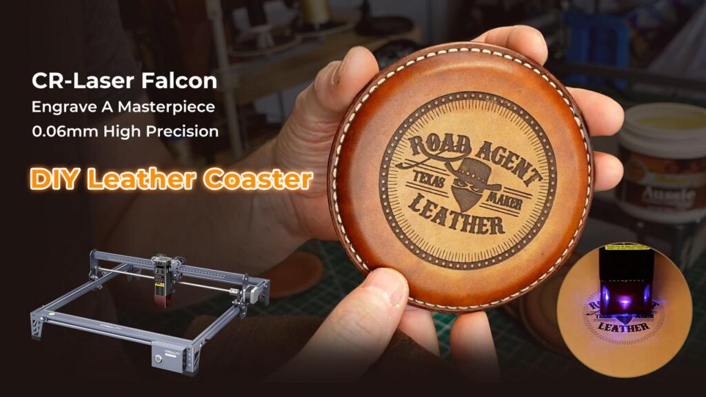 CR-Laser Falcon Engraver Weighted Leather Coasters @Road Agent Leather