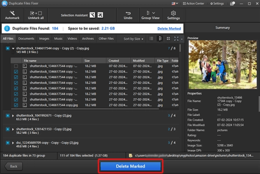 Delete Marked Duplicate Pictures