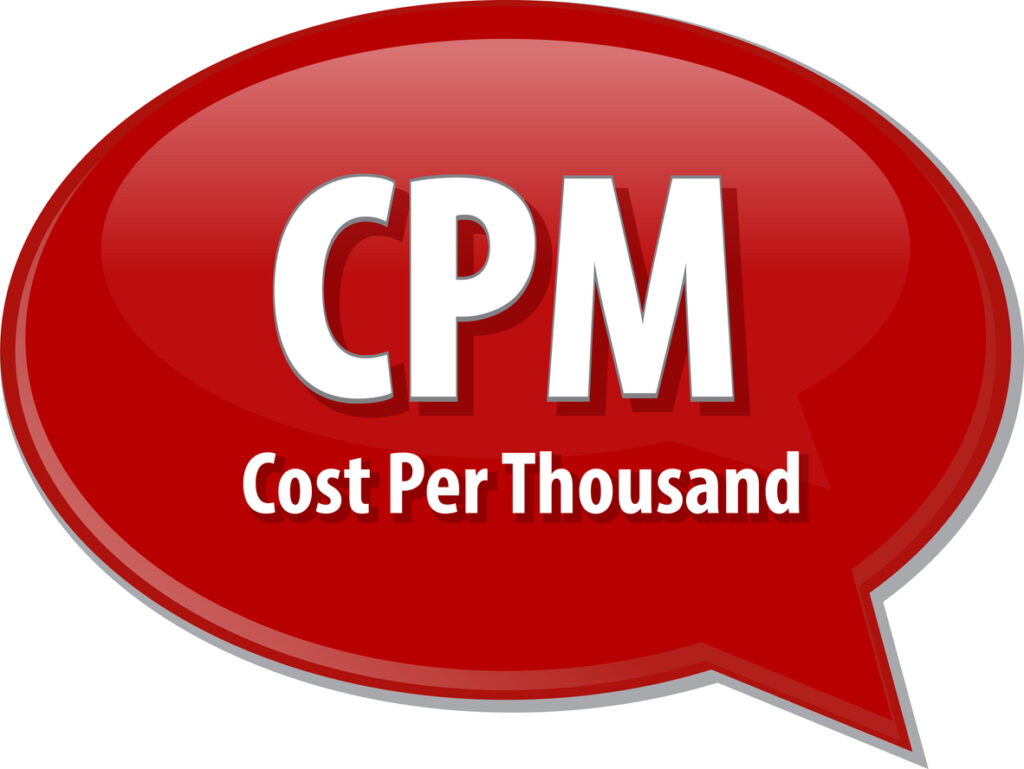 Word speech bubble illustration of business acronym term CPM Cost Per Thousand Impressions