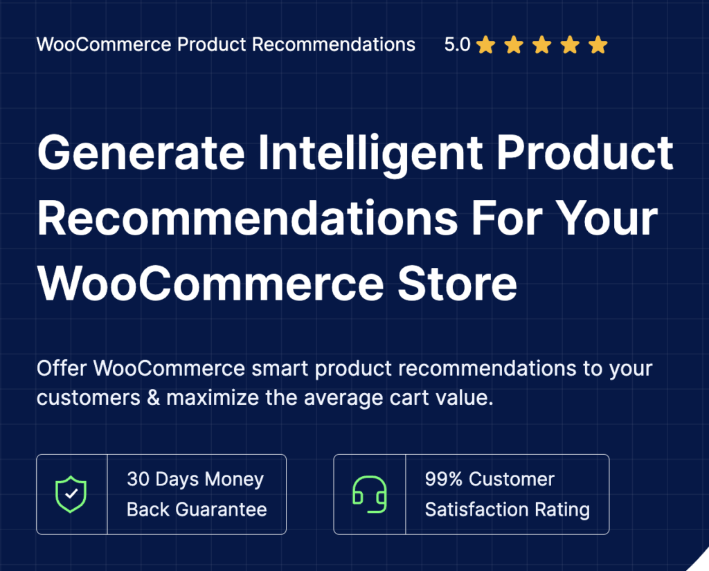 WooCommerce Product Recommendations Plugin Generates Intelligent Product Recommendations for Your WooCommerce Store. Offer WooCommerce smart product recommendations to your customers and maximize the average cart value.